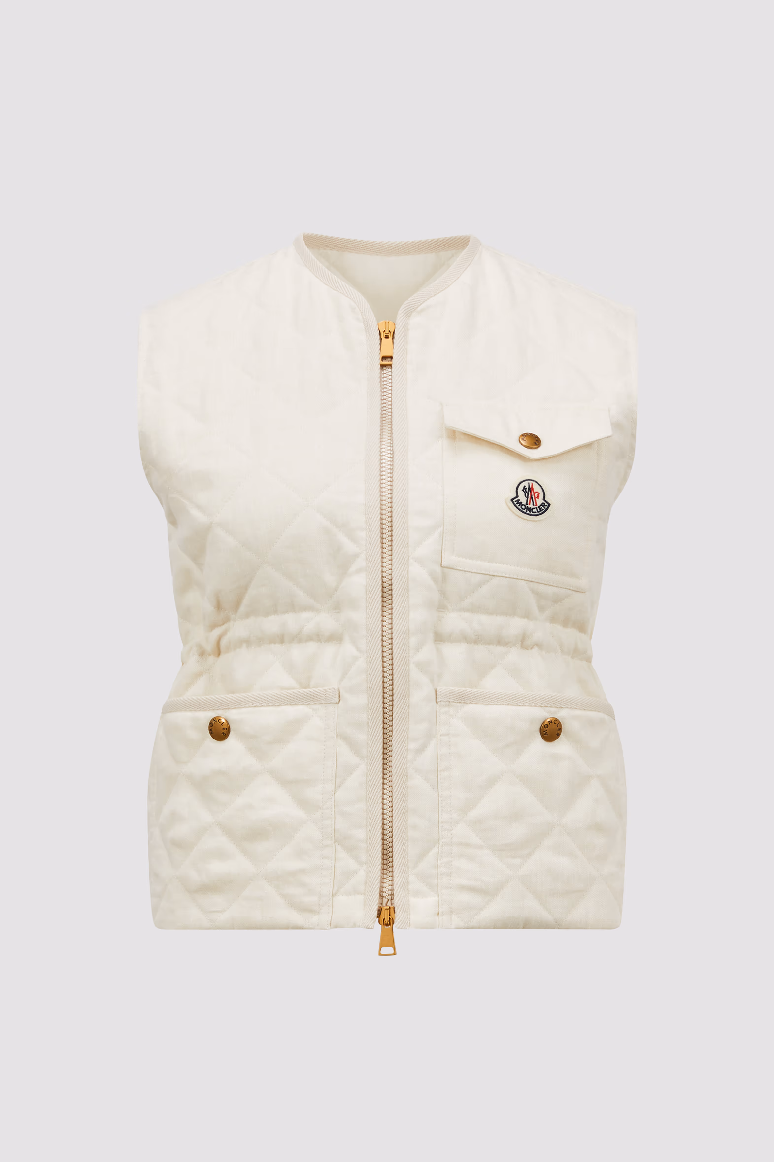 Vigny Diamond-Quilted Padded Linen Vest Women White Moncler 2